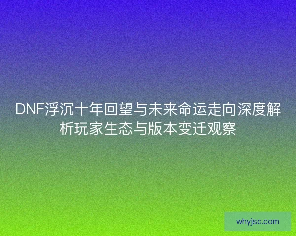 DNF浮沉十年回望与未来命运走向深度解析玩家生态与版本变迁观察