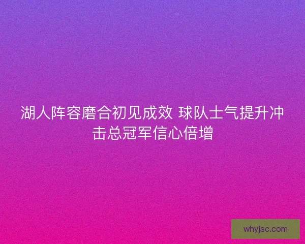 湖人阵容磨合初见成效 球队士气提升冲击总冠军信心倍增