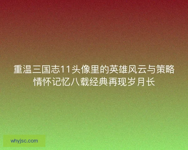 重温三国志11头像里的英雄风云与策略情怀记忆八载经典再现岁月长